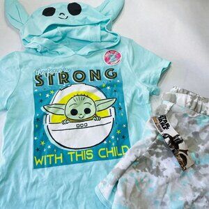 Girls Baby Yoda Outfit Size 4 - Hooded Shirt & Shorts Set Mandalorian